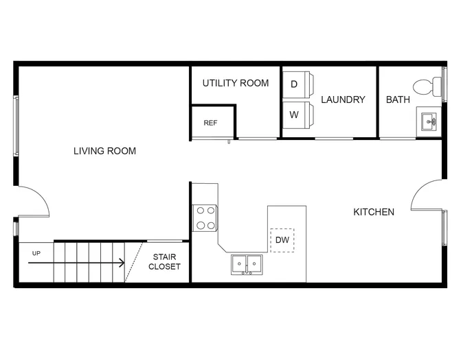 2 Bed / 2 Bath | Woodside Creek Village Floor 1 | 1,175 sq.ft.